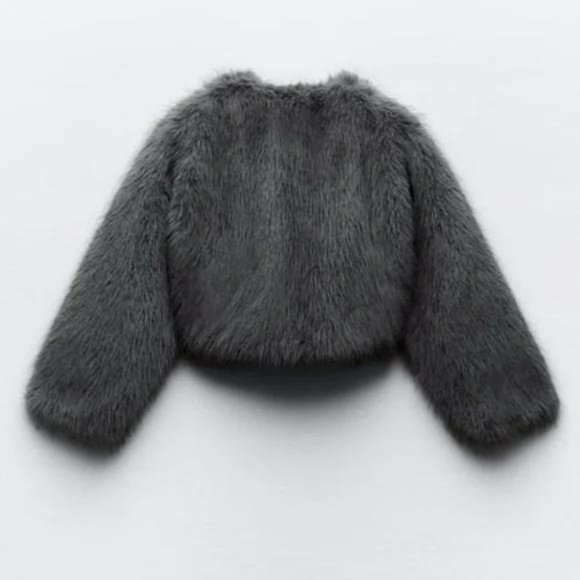 ZARA CROPPED FAUX FUR JACKET - Picture 5 of 11